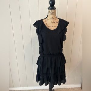 Black Ruffle Chiffon Dress